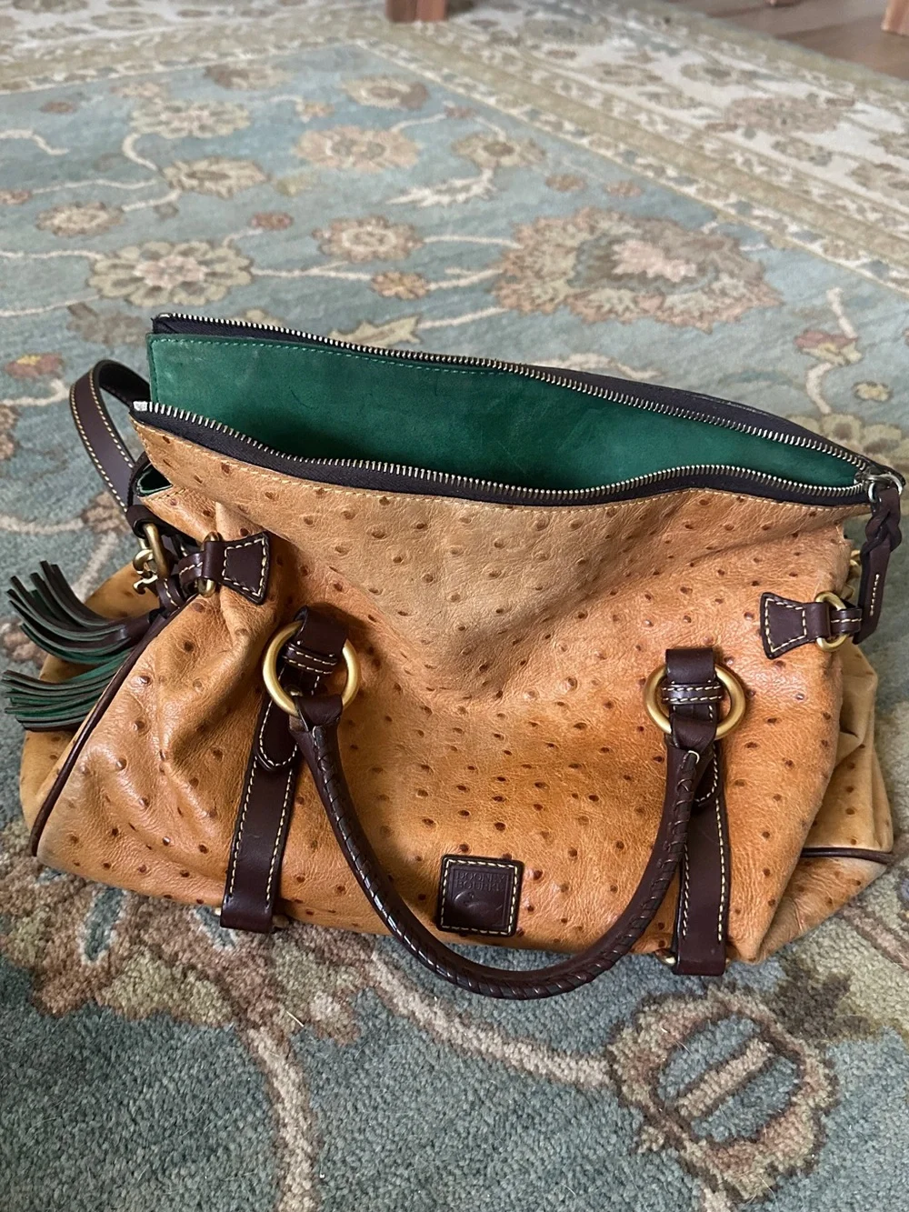 Dooney and Bourke Ostrich Embossed Leather Satchel